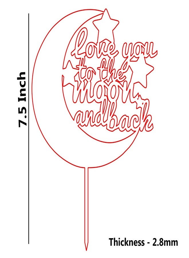 Cliths Wooden 'Love You to the Moon and Back' Cake Topper for Birthday, Weddings, Eid, and Party Decorations - Elegant Cake Decor & Gifts - Image 2